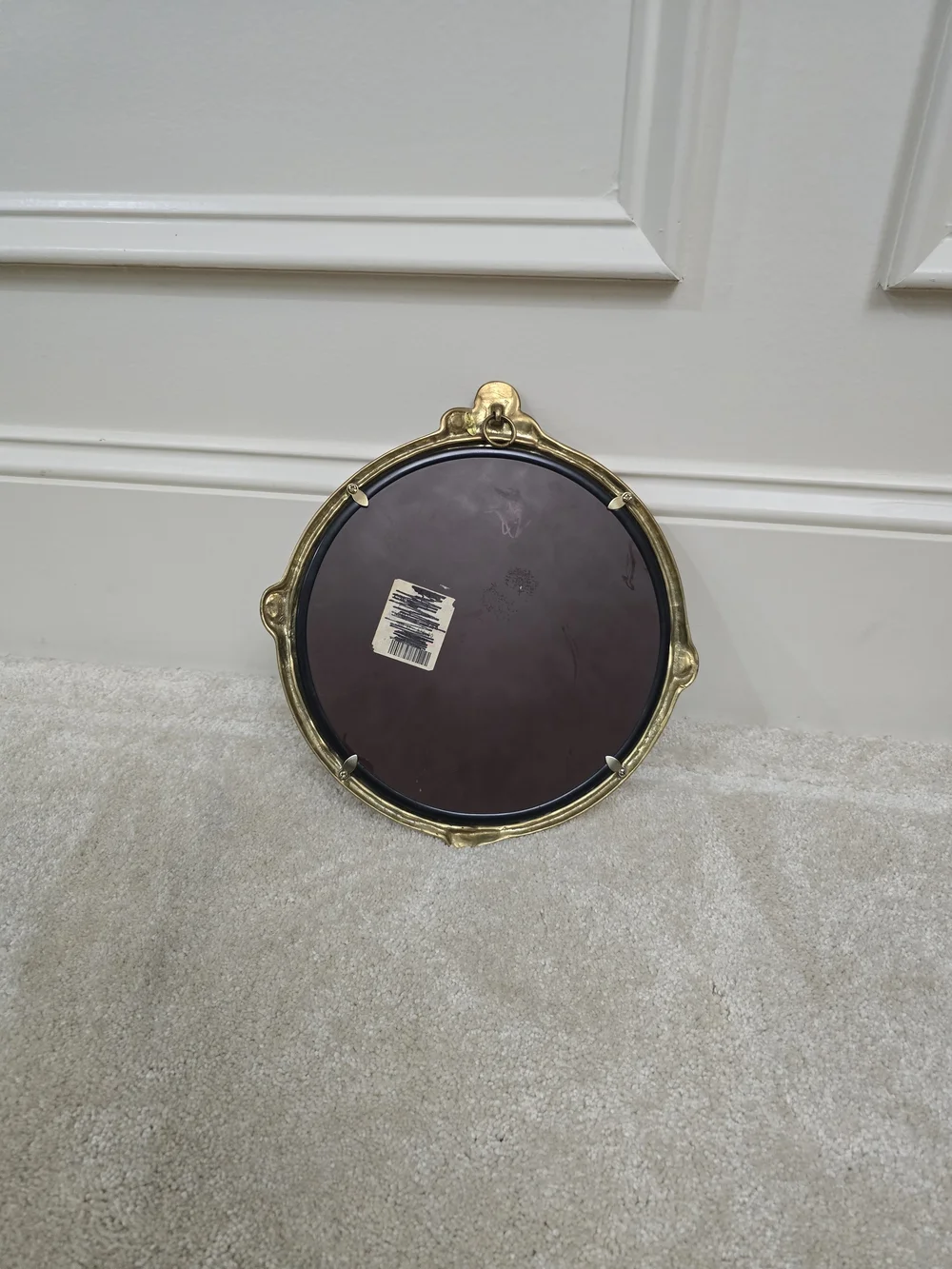 Art Nouveau Gold Decorative Round Wall Mirror with Floral Woman Motif
